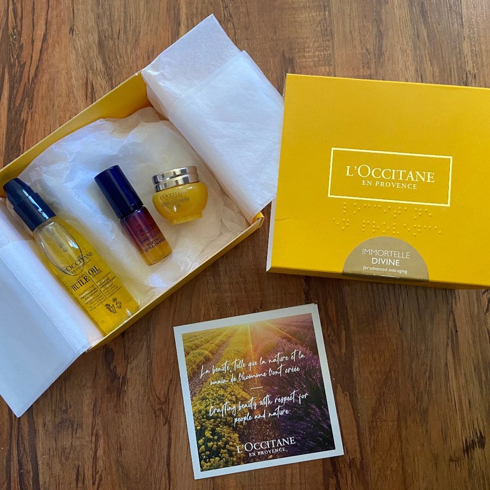L'Occitane Immortelle Anti Aging Set Divine Cream Oil Overnight Reset Serum New!